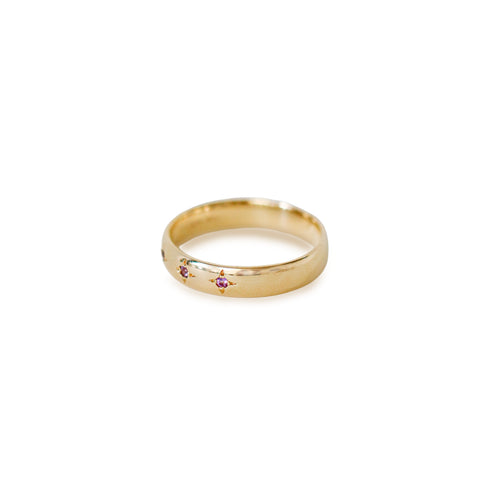 Leo Half Round Band ~ with Amethyst in Yellow Gold