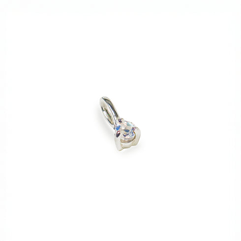 Three Claw Mini Moonstone Pendant Charm in Silver
