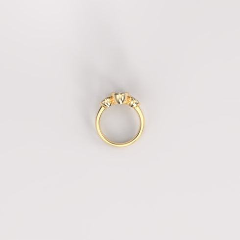 Bezel Set Oval and Rounds Trilogy Lab Grown Diamond Ring