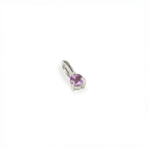 Three Claw Mini Amethyst Pendant Charm in Silver