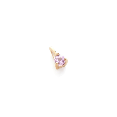 Three Claw Mini Amethyst Pendant Charm in Yellow Gold