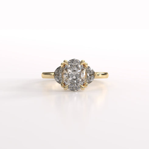 Oval and Half Moon Lab Grown Diamonds Trilogy Ring