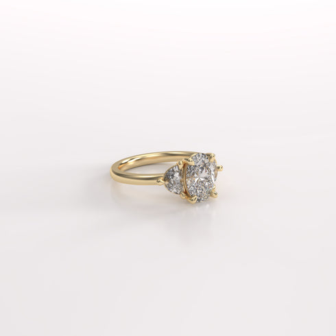 Oval and Half Moons Trilogy Lab Grown Diamond Ring