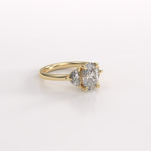 Oval and Half Moon Lab Grown Diamonds Trilogy Ring