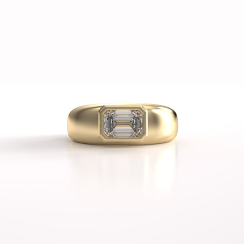 Emerald Cut Lab Grown Diamond Sculpted Band Ring
