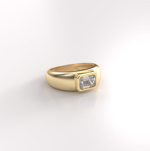 Emerald Cut Lab Grown Diamond Sculpted Band Ring