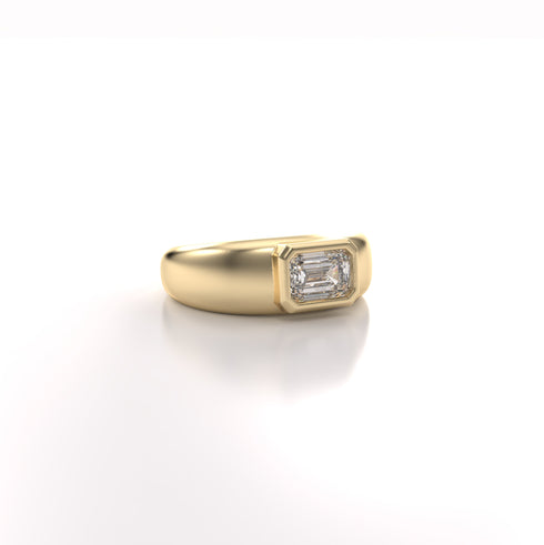 Emerald Cut Lab Grown Diamond Sculpted Band Ring