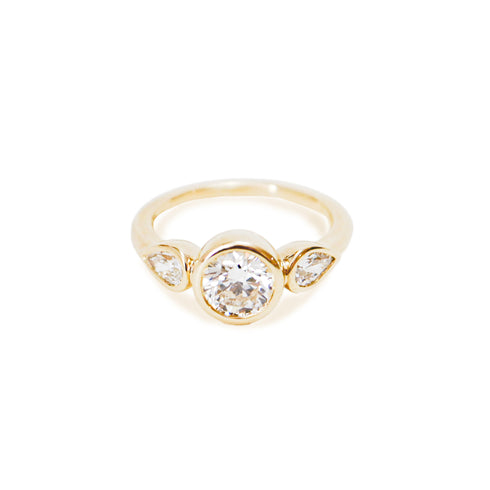 Bezel Set Round Lab Grown Diamond Trilogy Ring