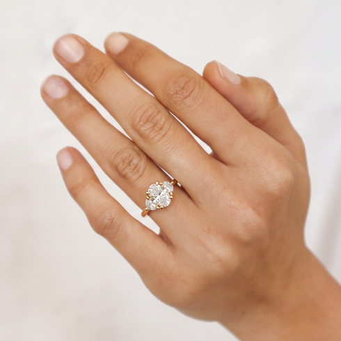 Oval and Half Moon Lab Grown Diamonds Trilogy Ring
