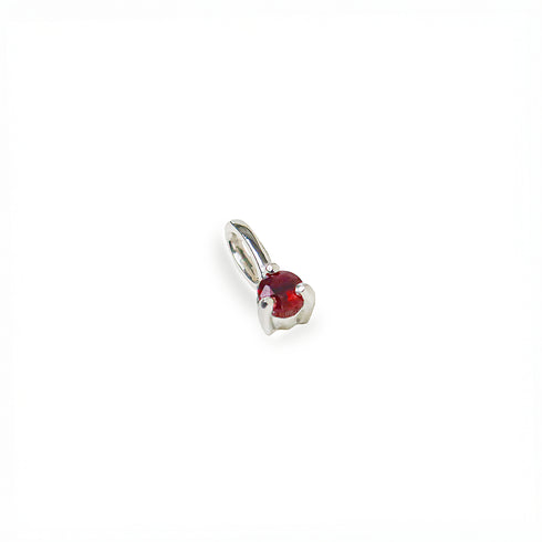 Three Claw Mini Ruby Pendant Charm in Silver