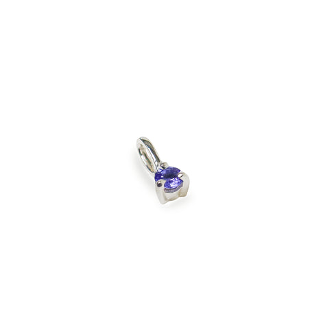 Three Claw Mini Tanzanite Pendant Charm in Silver