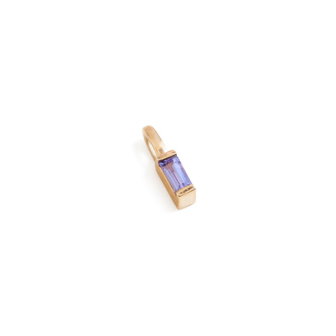 Mini Baguette Birthstone Pendant Charms in Yellow Gold