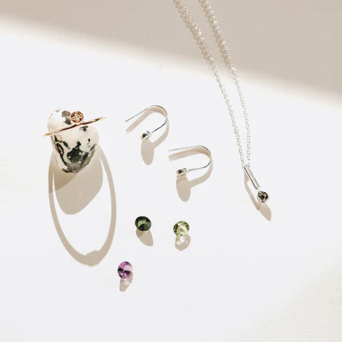 Tourmaline Dot Pendant Charm in Yellow Gold