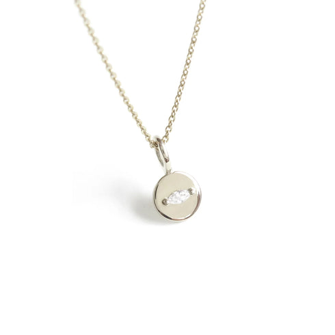 The Juno Disc Pendant ~ Lab Grown Marquise Diamond