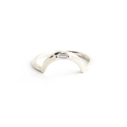 White Baguette Diamond Arch Band