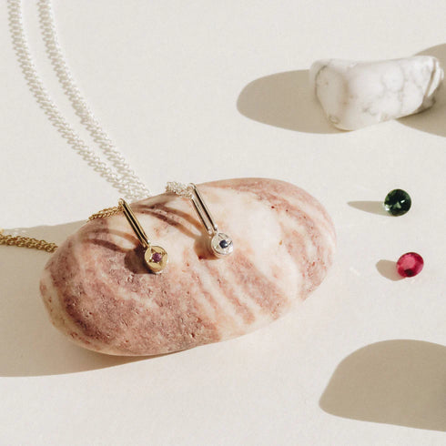Birthstone Dot Pendant Charm in Silver
