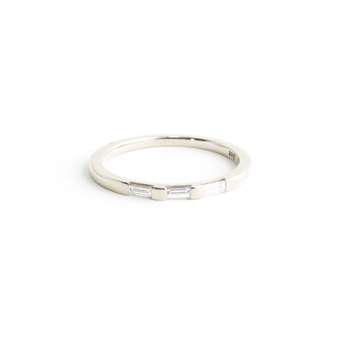 White Baguette Diamond Half Eternity Band