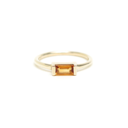 Channel Set Citrine Baguette Ring in Yellow Gold