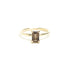 Four Claw Emerald Cut Smokey Quartz Ring in Yellow Gold