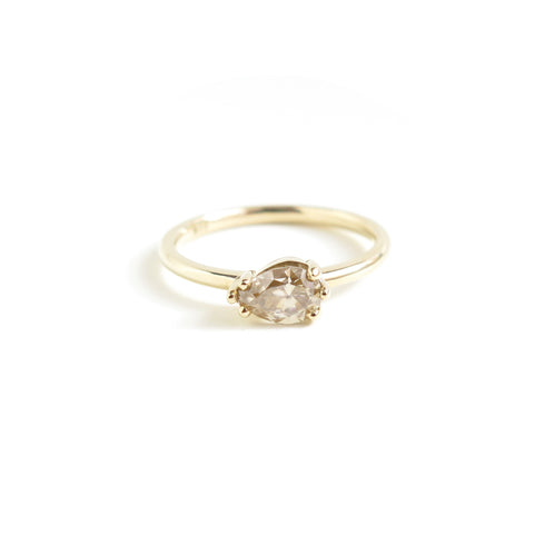 Leda ~ Six Claw Pear Diamond Ring