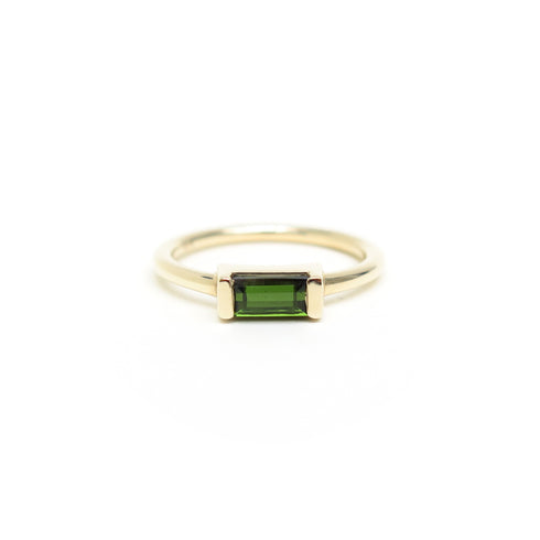 Channel Set Tourmaline Baguette in Yellow Gold