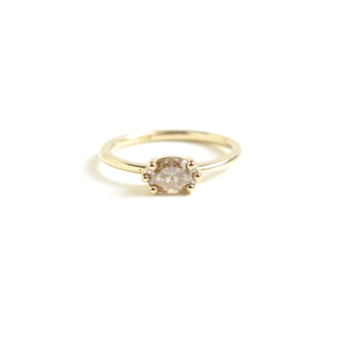 Leda ~ Six Claw Oval Diamond Ring