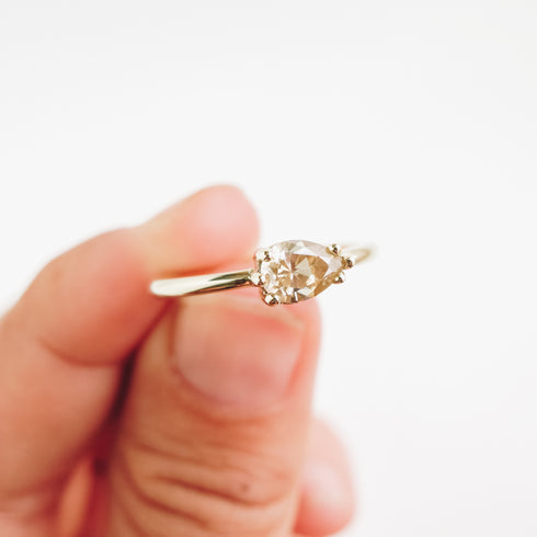 Leda ~ Six Claw Pear Diamond Ring