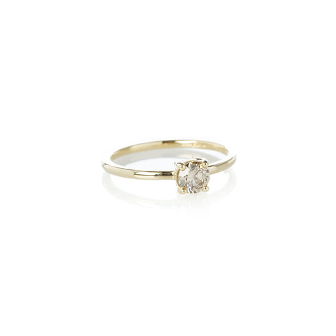 Four Claw Cognac Diamond Ring in Yellow Gold