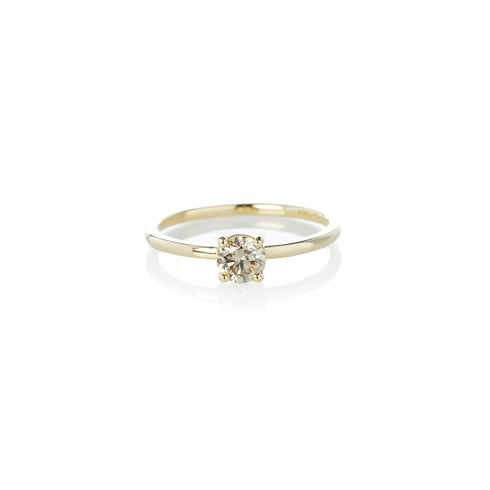 Four Claw Cognac Diamond Ring in Yellow Gold