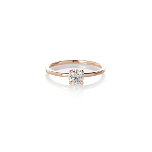 Four Claw White Diamond Ring in Rose Gold