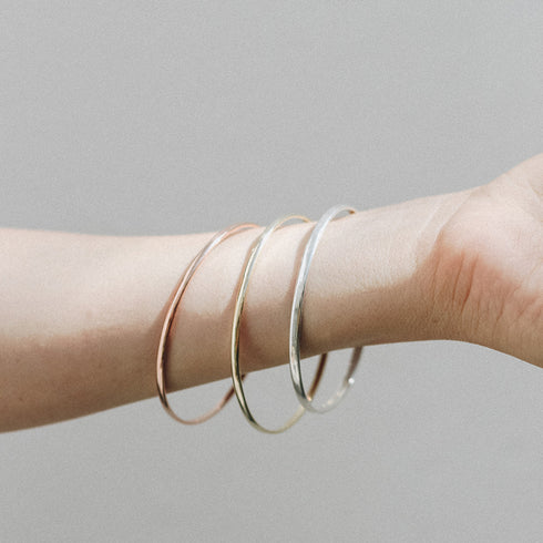 Half Round Bangle in Silver