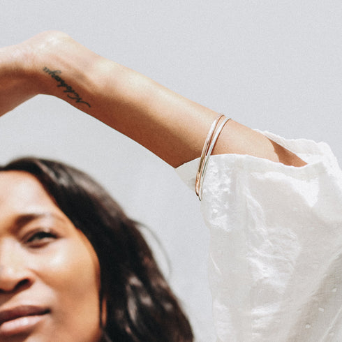 Half Round Bangle in Silver
