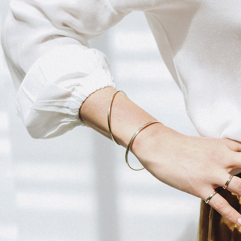 Half Round Bangle in Silver