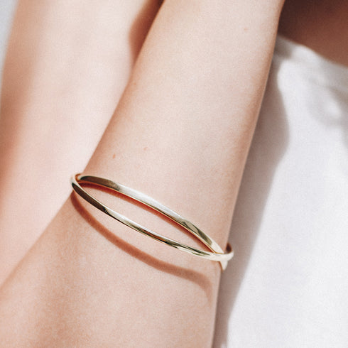 Half Round Bangle in Silver