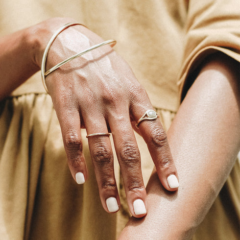 Half Round Bangle in Silver