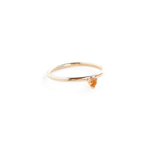 Three Claw Mini Citrine Ring in Yellow Gold
