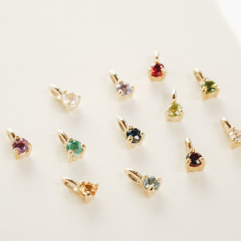 Three Claw Mini Citrine Pendant Charm in Yellow Gold