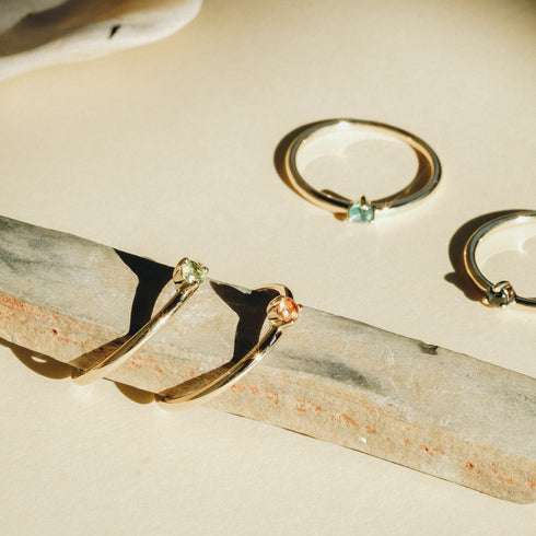 Three Claw Mini Citrine Ring in Yellow Gold