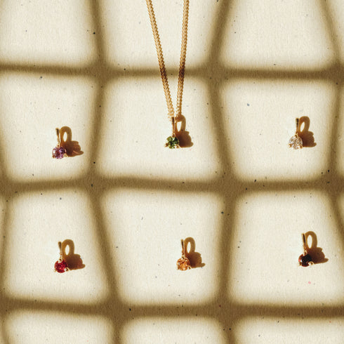 Three Claw Mini Tanzanite Pendant Charm in Yellow Gold