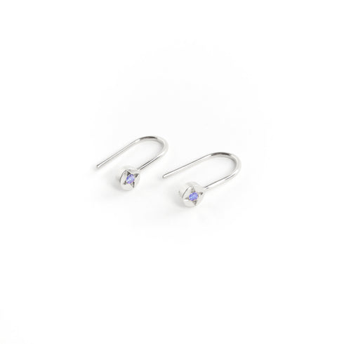 Tanzanite Dot Earrings in Silver