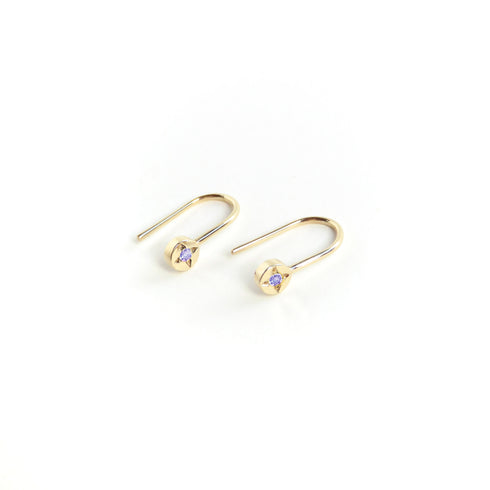 Tanzanite Dot Earrings in Yellow Gold