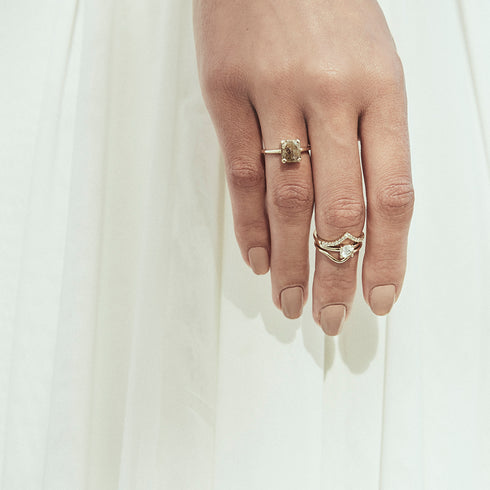 Brown Checkerboard Diamond Ring