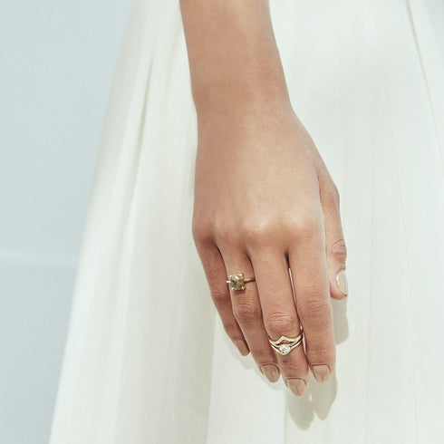 Diamond Wishbone Ring in Yellow Gold