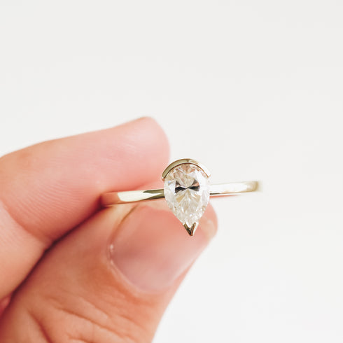 Elara ~ Tension Bezel Set Pear Diamond Ring