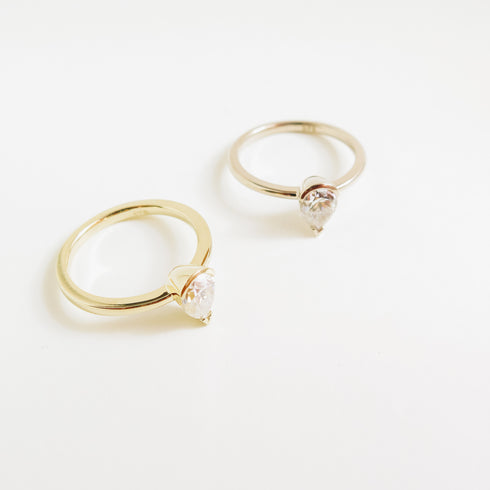 Elara ~ Tension Bezel Set Pear Diamond Ring