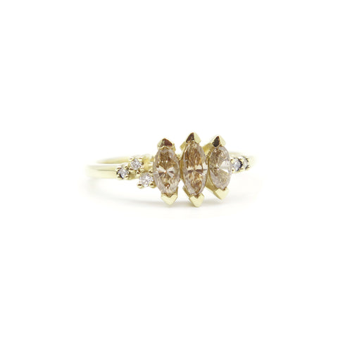 Marquise Diamond Cluster Ring in Yellow Gold