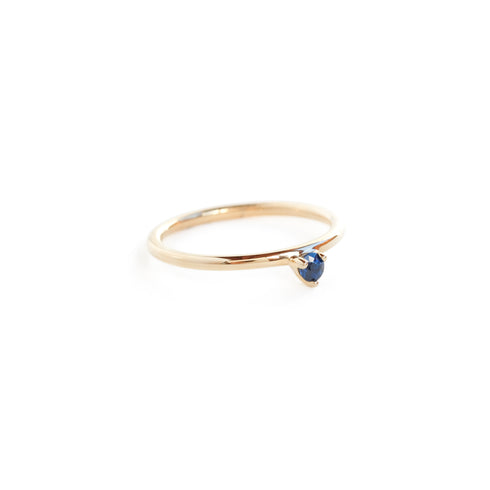 Three Claw Mini Sapphire Ring in Yellow Gold