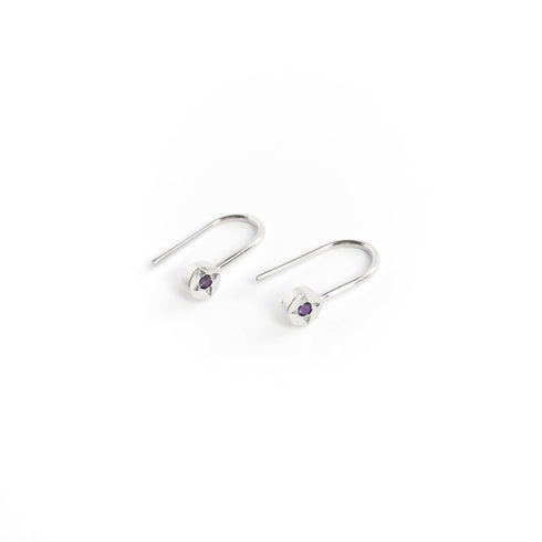 Amethyst Dot Earrings in Silver