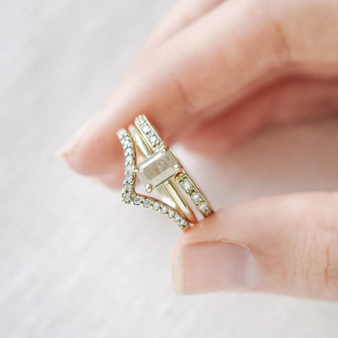 Orangey White Emerald Cut Diamond Ring