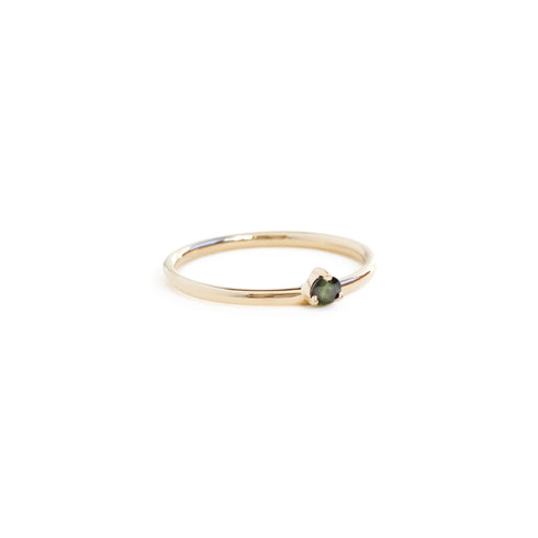 Three Claw Mini Tourmaline Ring in Yellow Gold